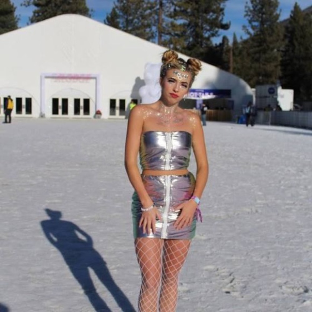 Puffy holo skirt from Dolls kill
